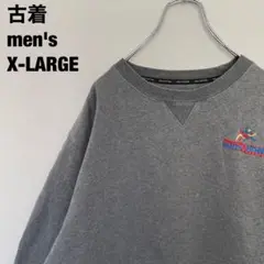 古着 GEARビッグコットン スウェット 刺繍 ワンポイント シンプル 濃灰XL