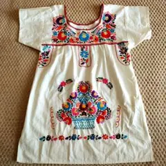 チチカカ メキシコ製 花柄刺繍チュニック