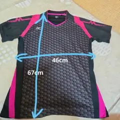 Mizuno バドミントンシャツ 黒/ピンク　ゲームシャツ