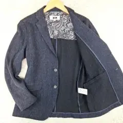 JOSEPH ABBOUD リネン混ニット　テーラードジャケット　ネイビー　M