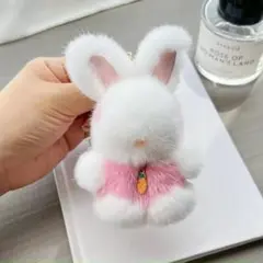 新品限定★うさぎちゃん★最高級ミンクファーチャーム /キーホルダー 毛皮 ファー