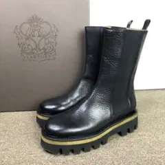 37 SARTORE サイドゴア チェルシー ショート ブーツ 黒 厚底