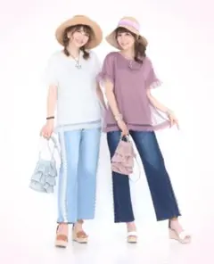 QVC☆アンドラブ☆裾スカラレースのチュールレイヤードプルオーバーM♡ローズ