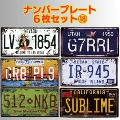 ⑱【6枚セット】アメリカン ナンバープレート ブリキ看板 USA風 ディスプレイ