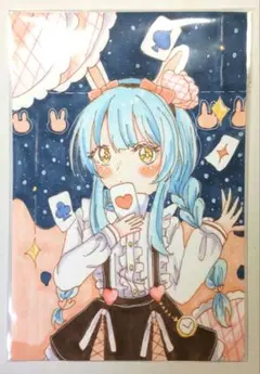 オリジナルイラスト 不思議の国のアリス 風 トランプ 女の子 水色