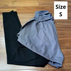 【美品】 レギンス ショートパンツ S くすみブルー