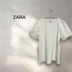 ZARA ザラ＊レースカット　パフスリーブ　カットソー ホワイト　M 未使用品