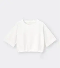 未使用　GU ウエストドローストリングT 5分袖 Mサイズ ショート丈 白