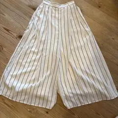 GU ストライプ ワイドパンツ S 白 ワイドパンツ キュロット