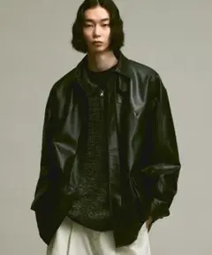 ソエルテ Stand collar leather jacket ブラック 1