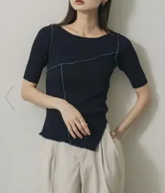【新品・タグ付き】SENSE OF PLACE アシメメローセーター ネイビー