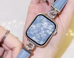 【新品】Apple Watch バンドのみ ライトブルーのキラキラ