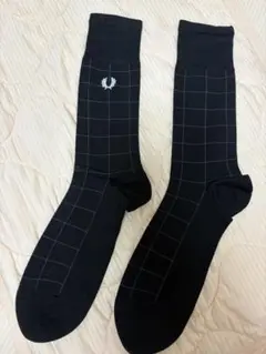 フレッドペリーチェック柄 ソックス ロゴ刺繍入り