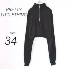 美品✨プリティーリトルスィング （34）ハイネック長袖トップス クロップド 黒