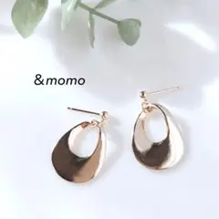 91 高品質　なめらかメタルフープ　ハンドメイド　ピアス　イヤリング　ゴールド