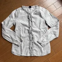 GAPギャップ フリルレースバンドカラーブラウス長袖シャツ140