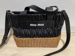ミュウミュウMIUMIU ハンドバッグ カゴバック レザー
