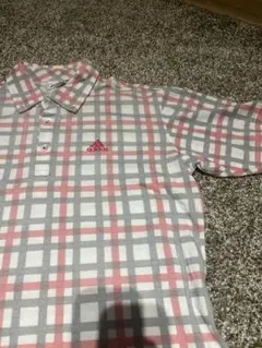 adidas チェック柄ポロシャツ M