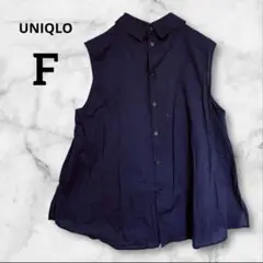 UNIQLOユニクロネイビーノースリーブシャツチュニック綿100%フロントボタン