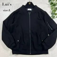 【Lui's】ブルゾン MA-1 ウール混 ジップアップ ゆったり 黒 L