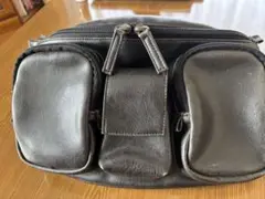 ブラック 皮革 ウエストバッグ