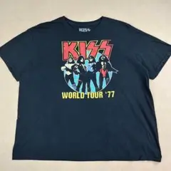 KISS Tシャツ ワールドツアー77 ブラック メンバープリント 2XL
