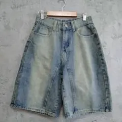 yolo ウォッシュド ハーフ デニム 　ショートパンツ　インディゴ　キュロット