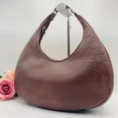 美品　HIROFU　三日月型　ハンドバッグ　ブラウン　ワンショルダー