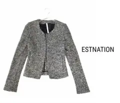 極美品☆ESTNATIONツイードノーカラージャケット