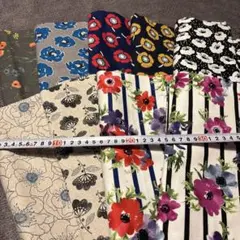 アネモネ柄花柄綿生地セット 30cm×30cm 7枚