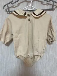 セーラー襟ロンパース 半袖 クリーム色 デニム色 2着まとめ売り
