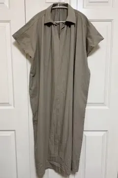 お値下げ中⟡.·*.綿100% ベージュ 半袖シャツワンピース M〜L