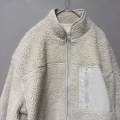 ズーティー　ボアジャケット(F)オフホワイトオーバーサイズ　フルジップ胸ポケット