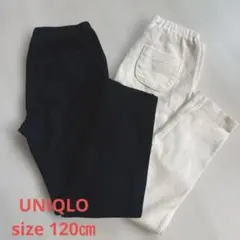 美品◎ユニクロ　リブレギンス白＆黒セット　120㎝