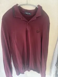 FRED PERRY バーガンディ 長袖ポロシャツ M