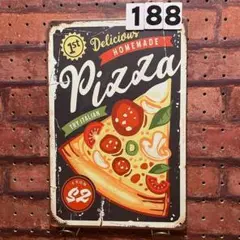 pizza ピザ ピッツァ イラスト《188》ブリキ 看板 レトロ風 ☻