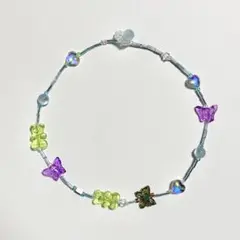 ビーズネックレス ビーズチョーカー 花 蝶々 くま ハンドメイド