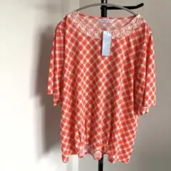 未使用✨タグ付き フルール　バイ　ミントブリーズ トップス　朱色　赤　3L