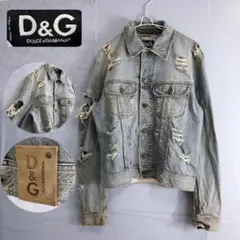 【DOLCEu0026GABBANA】逸品 ダメージ加工 クラッシュ デニムジャケット