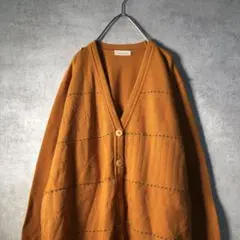 【ヴィンテージ】レトロ Vネックカーディガン ハート 古着 used AS76
