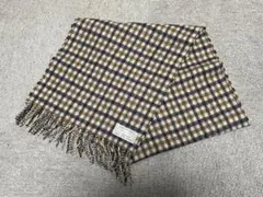 美品 アクアスキュータム ガンクラブチェック カシミヤ マフラー ブラウン