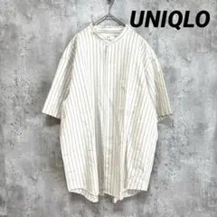 【UNIQLO】ユニクロ ストライプ柄シャツ XL 大きい ベージュ カジュアル