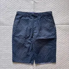 BEAMS HEART ネイビー 格子柄 ハーフパンツ L