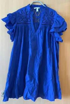 H&M レース袖チュニック ロイヤルブルー