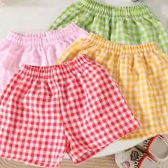 キッズパンツ ギンガムチェックショートパンツ 夏物 3枚セット 100サイズ位