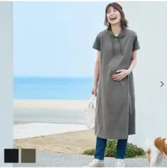 フード付きマタニティワンピース ブラック M-L　2着セット