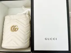 【新品・箱あり】GUCCIグッチ GGマーモント ミニ バケットバッグ