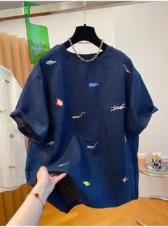 おしゃれ度高め Tシャツ ゆったり系 丸襟 トップス カジュアル 夏物新品