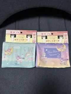 2個セット　ポケットポーチ　ケース　ふわふわ　ユニコーン　パステル
