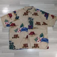 ピューリタン アロハシャツ ベージュ 総柄 2XL 車 旧車